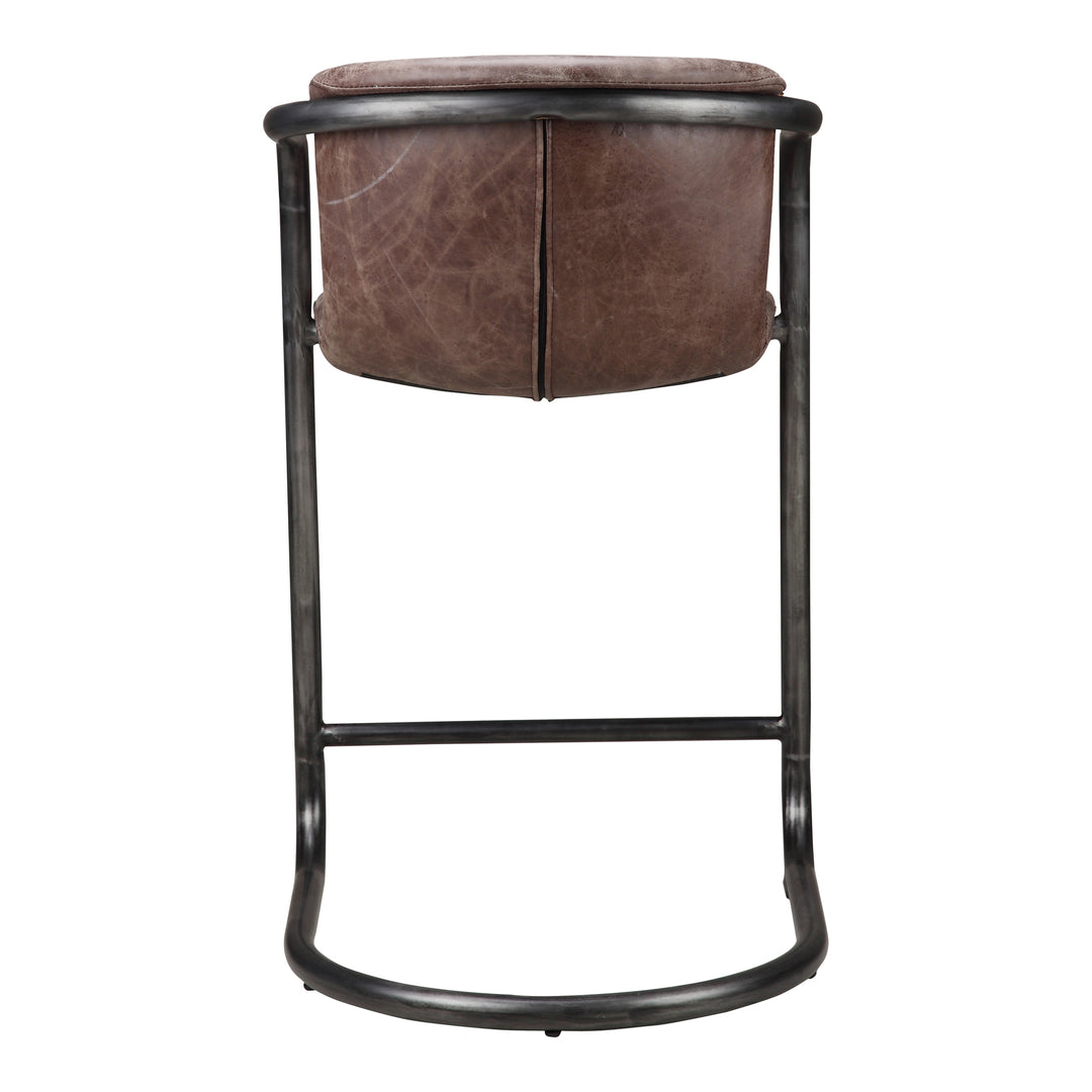 American Home Furniture | Moe's Home Collection - Freeman Counter Stool Grazed Brown Leather-Set Of Two