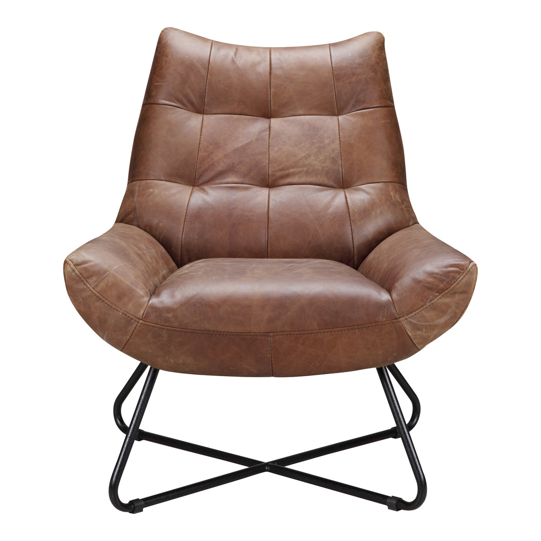 American Home Furniture | Moe's Home Collection - Graduate Lounge Chair Open Road Brown Leather