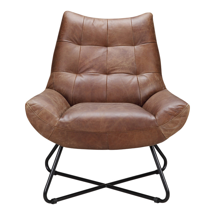 American Home Furniture | Moe's Home Collection - Graduate Lounge Chair Open Road Brown Leather