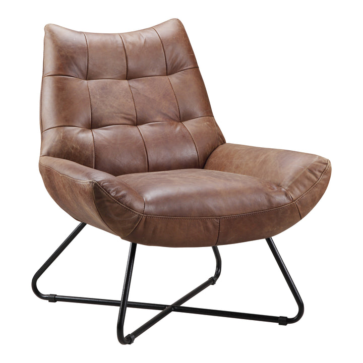 American Home Furniture | Moe's Home Collection - Graduate Lounge Chair Open Road Brown Leather