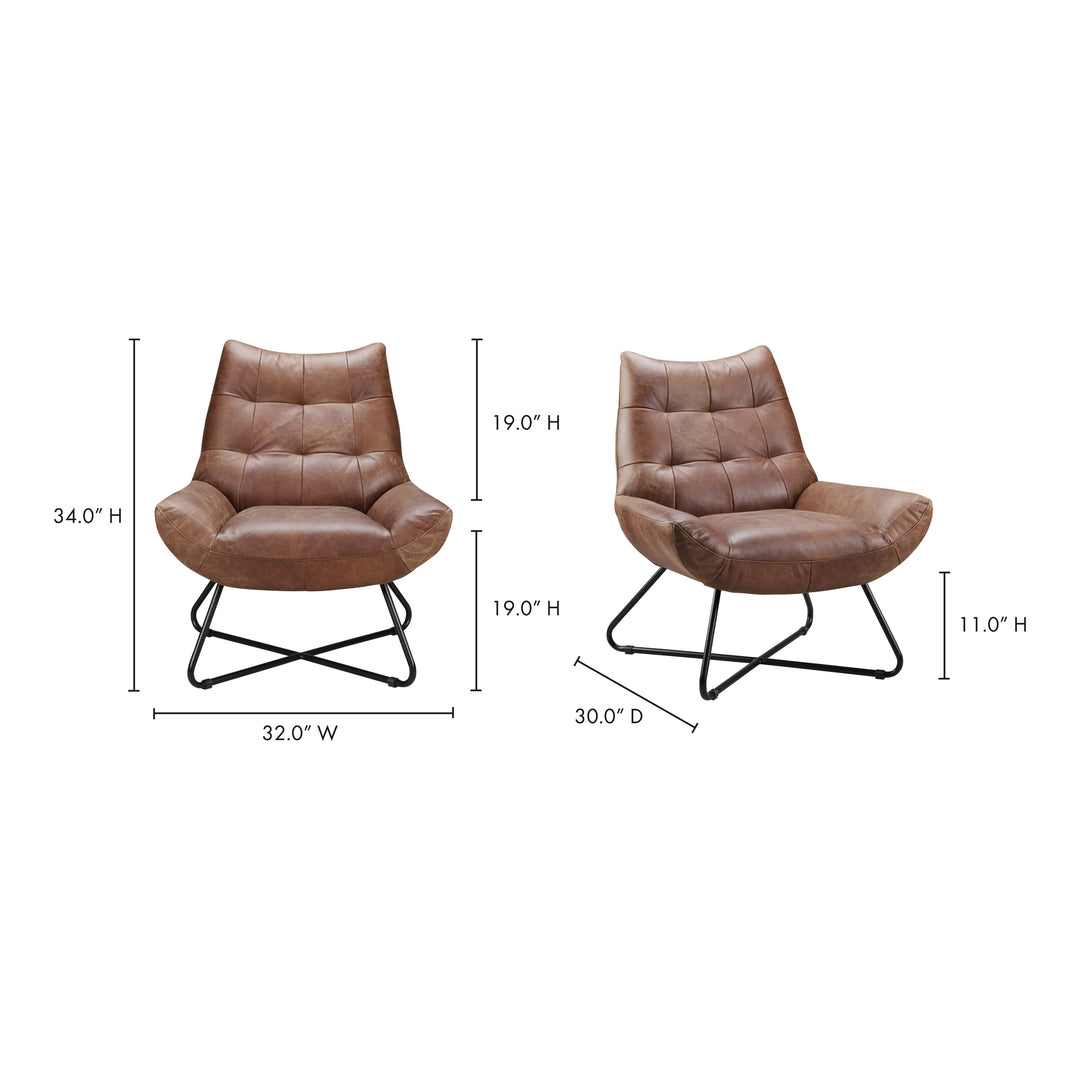 American Home Furniture | Moe's Home Collection - Graduate Lounge Chair Open Road Brown Leather
