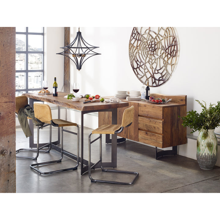 American Home Furniture | Moe's Home Collection - Baker Counter Stool Sunbaked Tan Leather -Set Of Two