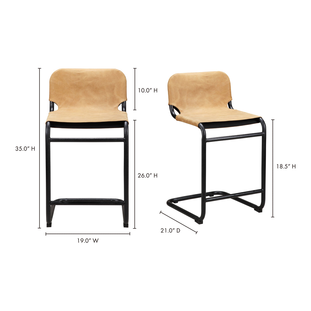 American Home Furniture | Moe's Home Collection - Baker Counter Stool Sunbaked Tan Leather -Set Of Two