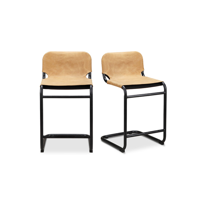 American Home Furniture | Moe's Home Collection - Baker Counter Stool Sunbaked Tan Leather -Set Of Two