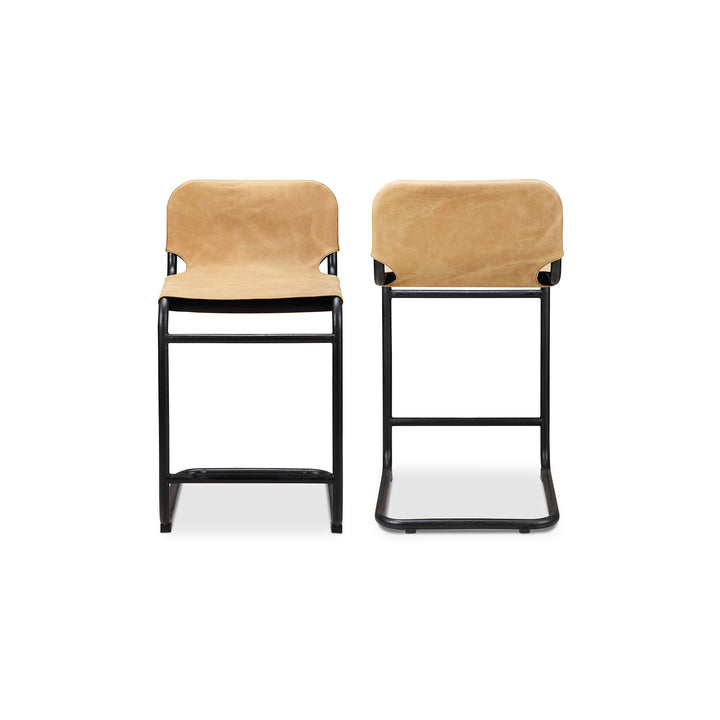 American Home Furniture | Moe's Home Collection - Baker Counter Stool Sunbaked Tan Leather -Set Of Two