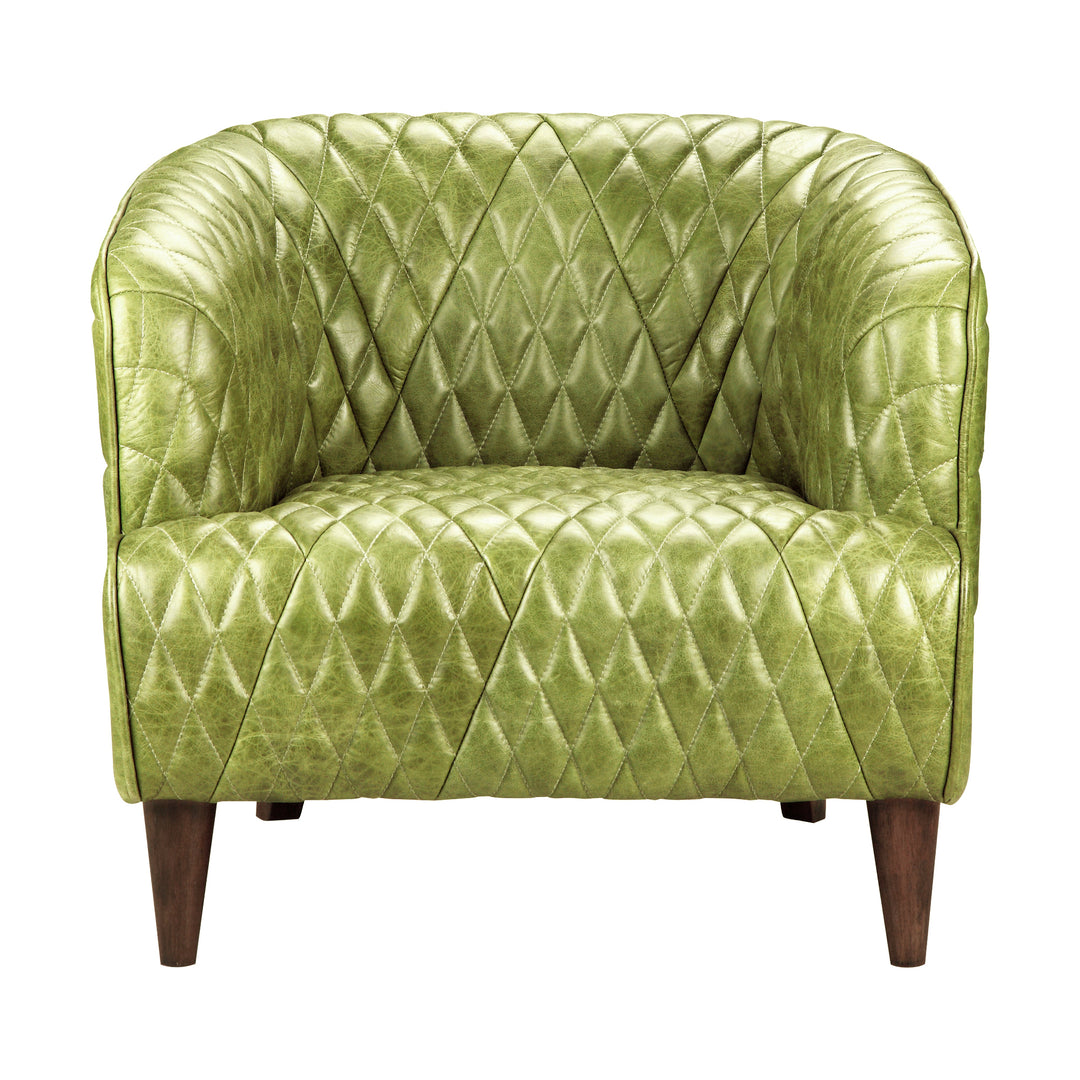 American Home Furniture | Moe's Home Collection - Magdelan Tufted Leather Arm Chair Jungle Grove Green Leather