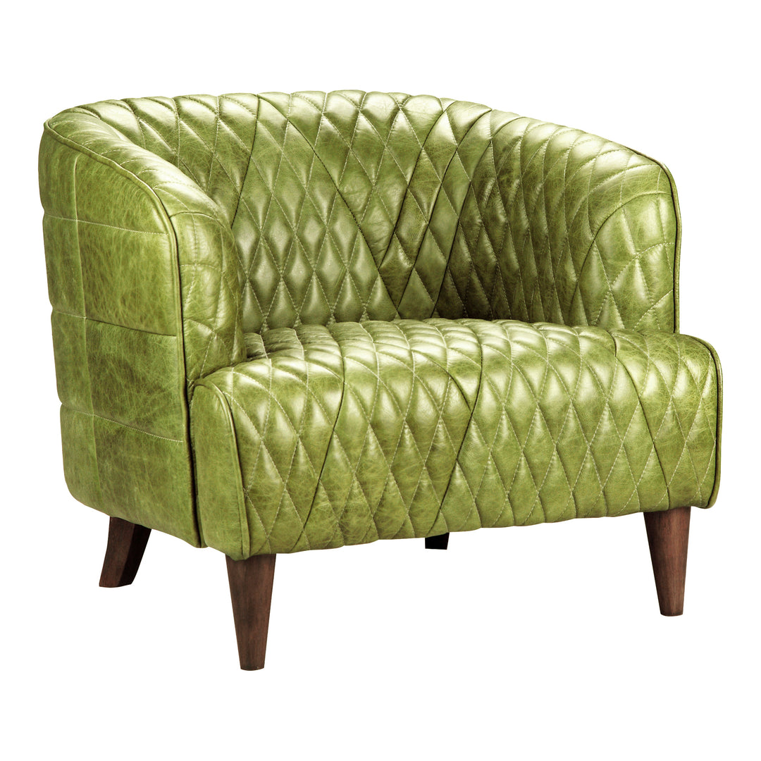 American Home Furniture | Moe's Home Collection - Magdelan Tufted Leather Arm Chair Jungle Grove Green Leather