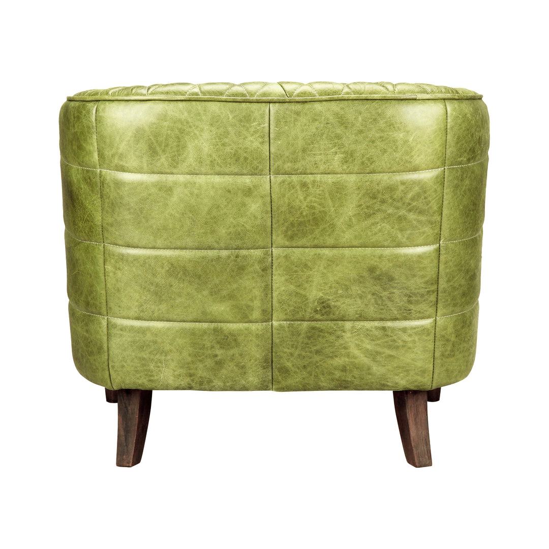 American Home Furniture | Moe's Home Collection - Magdelan Tufted Leather Arm Chair Jungle Grove Green Leather