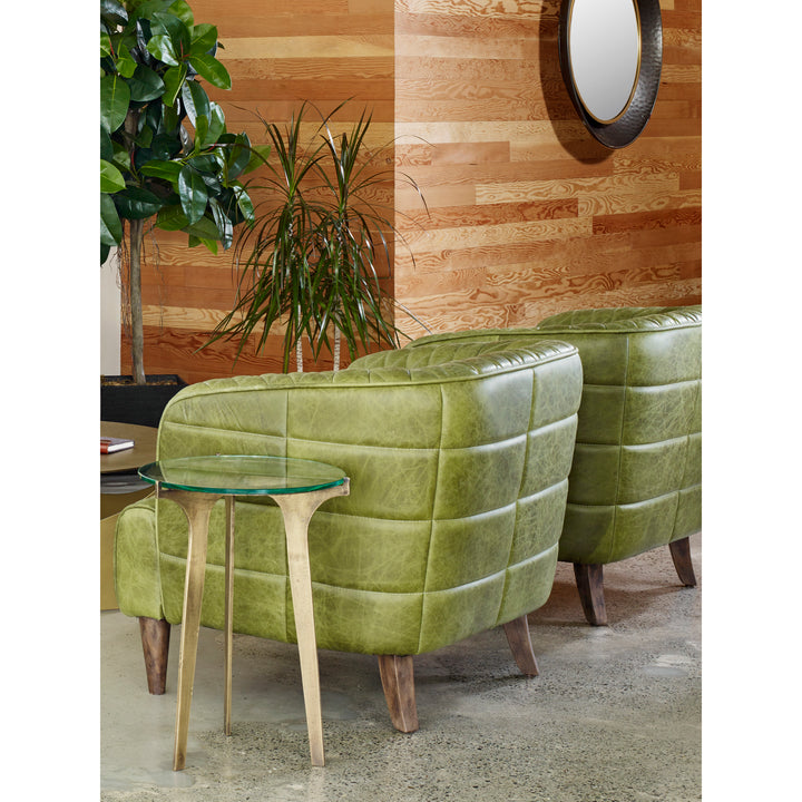 American Home Furniture | Moe's Home Collection - Magdelan Tufted Leather Arm Chair Jungle Grove Green Leather