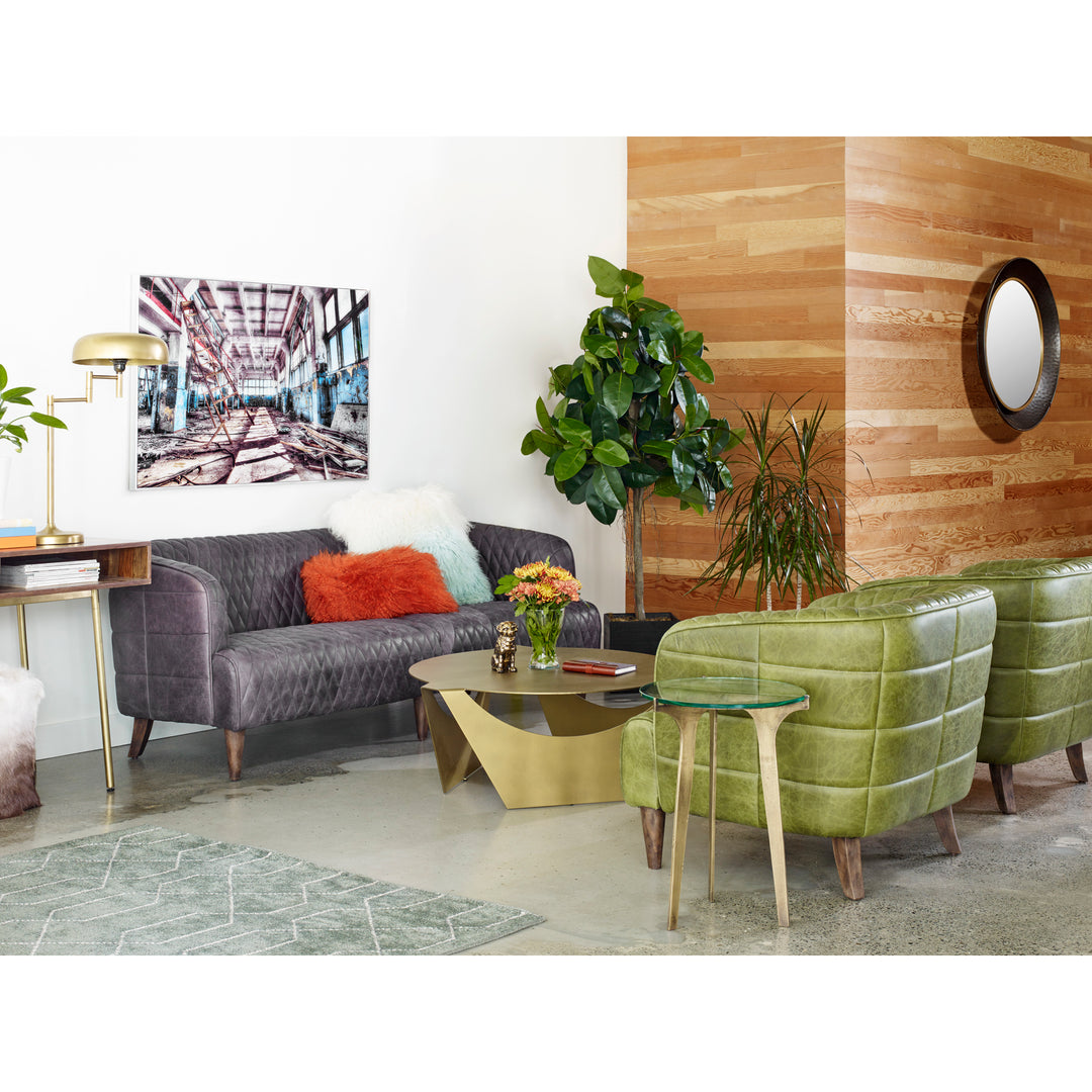 American Home Furniture | Moe's Home Collection - Magdelan Tufted Leather Arm Chair Jungle Grove Green Leather