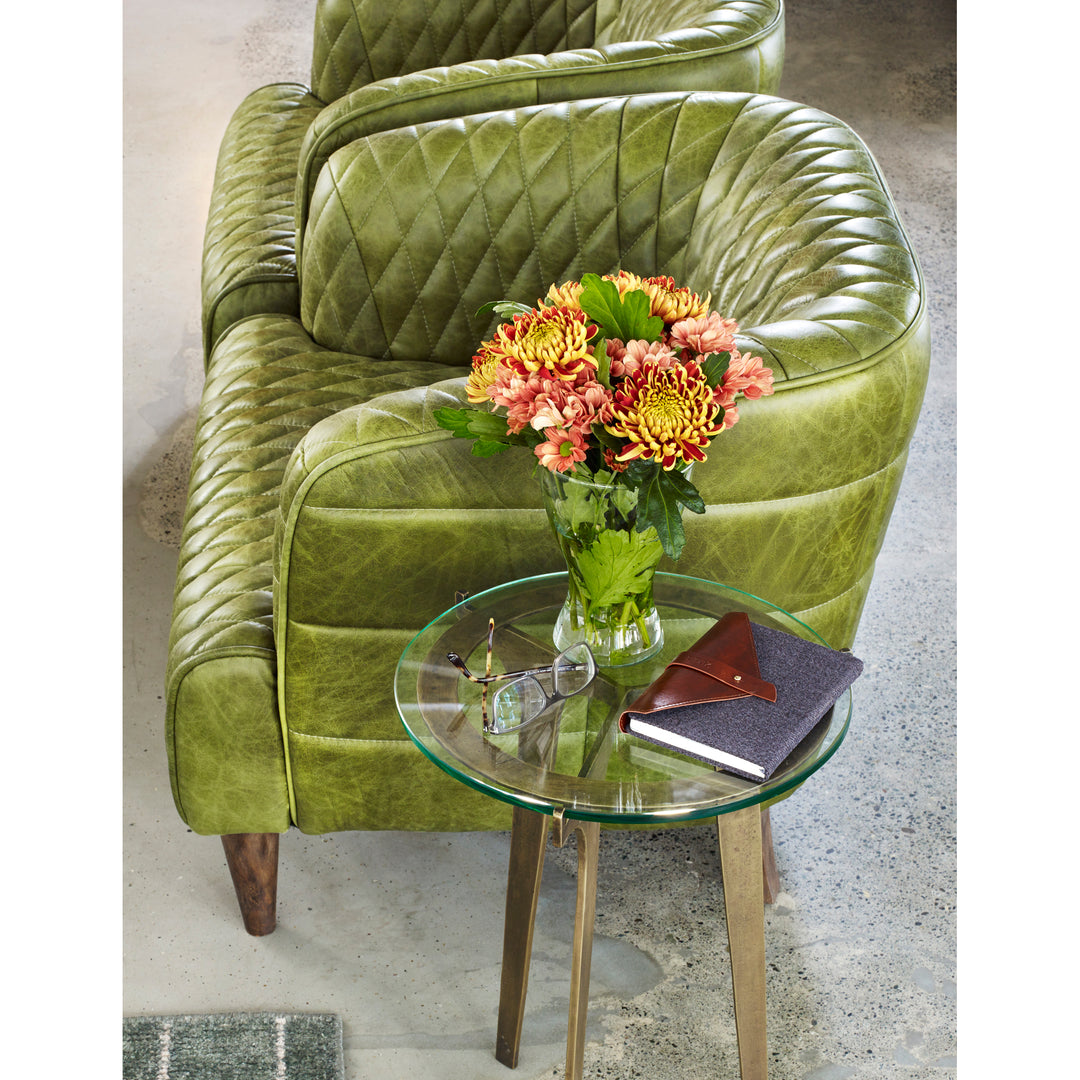 American Home Furniture | Moe's Home Collection - Magdelan Tufted Leather Arm Chair Jungle Grove Green Leather