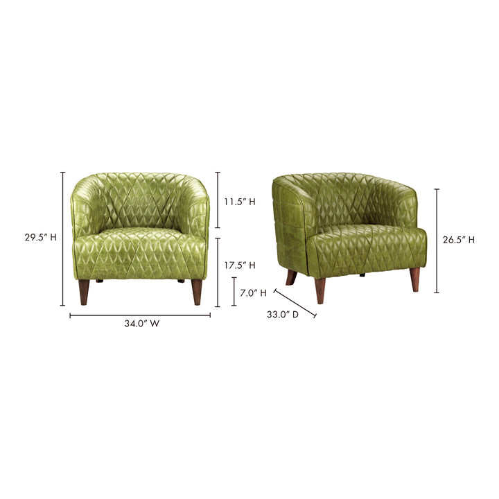 American Home Furniture | Moe's Home Collection - Magdelan Tufted Leather Arm Chair Jungle Grove Green Leather