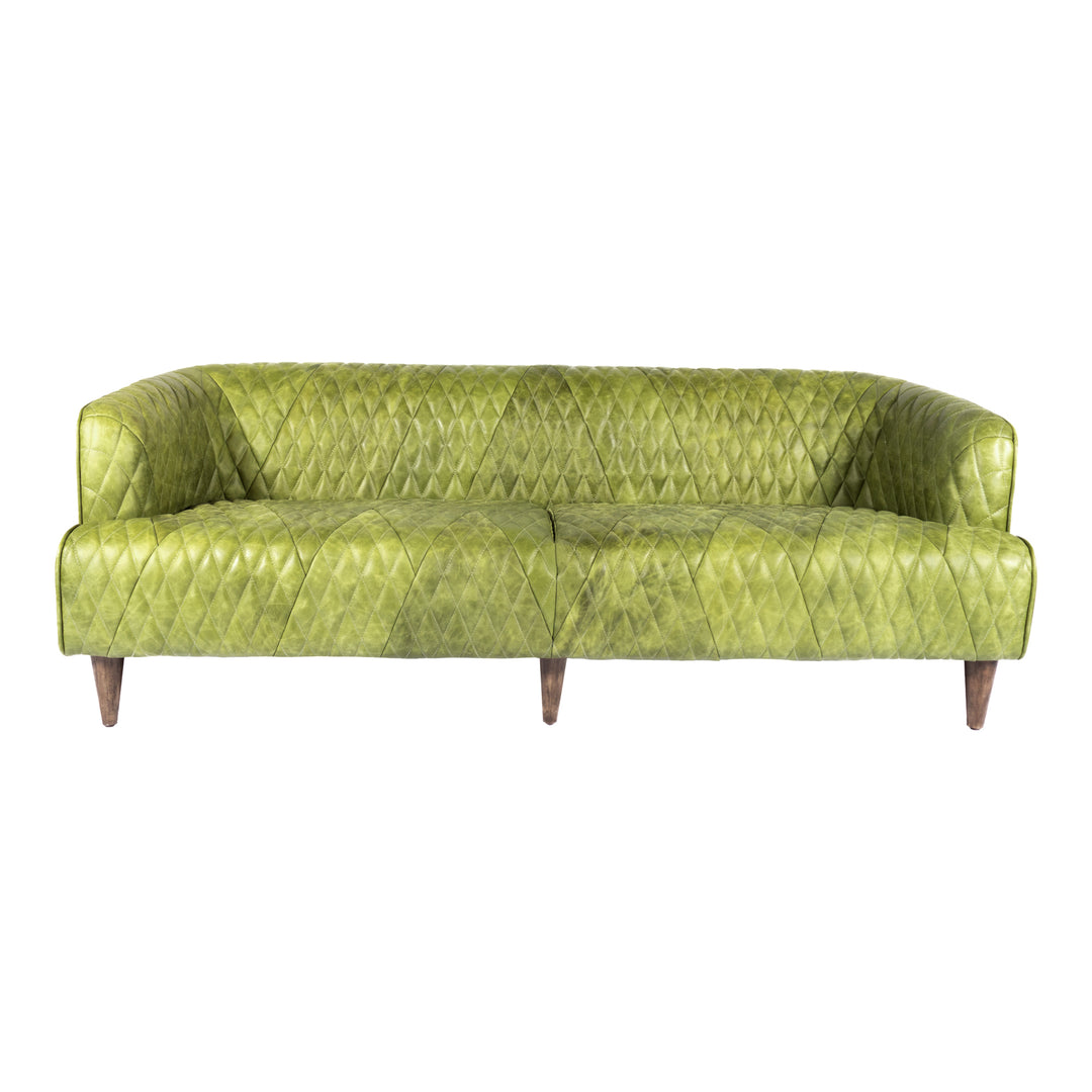 American Home Furniture | Moe's Home Collection - Magdelan Tufted Leather Sofa Jungle Grove Green Leather