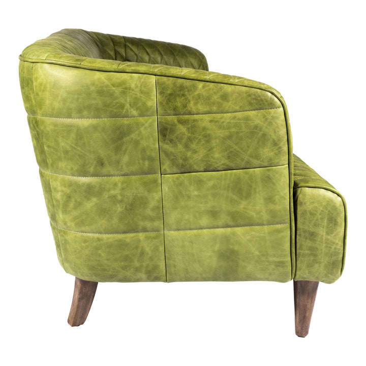 American Home Furniture | Moe's Home Collection - Magdelan Tufted Leather Sofa Jungle Grove Green Leather