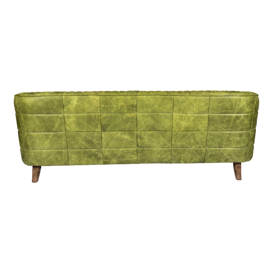 American Home Furniture | Moe's Home Collection - Magdelan Tufted Leather Sofa Jungle Grove Green Leather