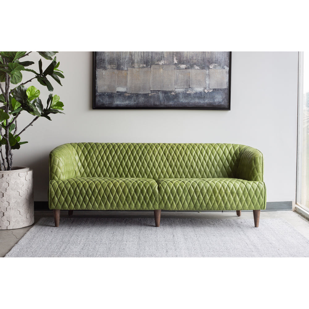 American Home Furniture | Moe's Home Collection - Magdelan Tufted Leather Sofa Jungle Grove Green Leather