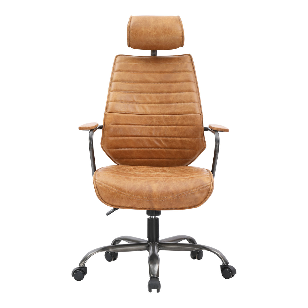 American Home Furniture | Moe's Home Collection - Executive Swivel Office Chair Cigare Tan Leather