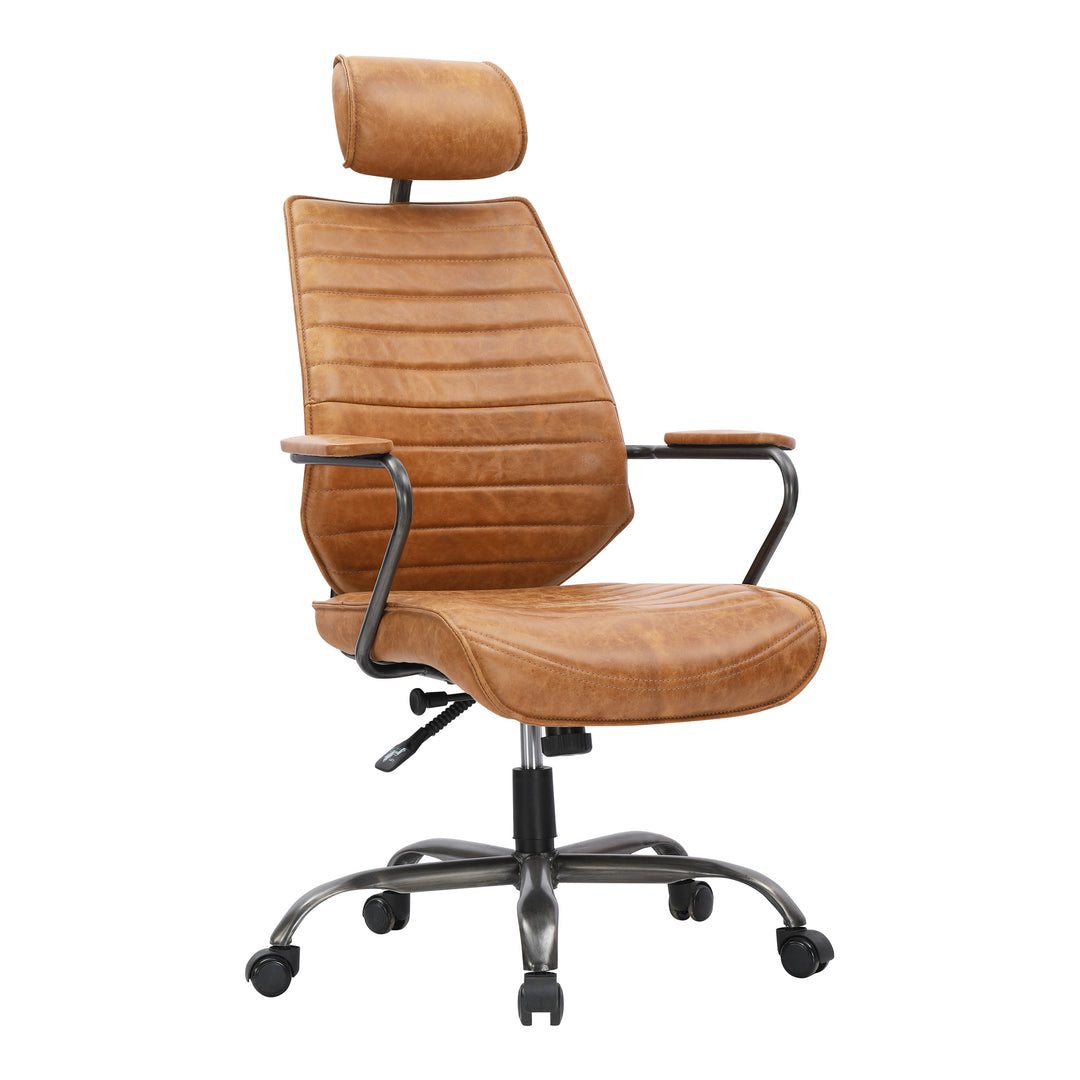 American Home Furniture | Moe's Home Collection - Executive Swivel Office Chair Cigare Tan Leather