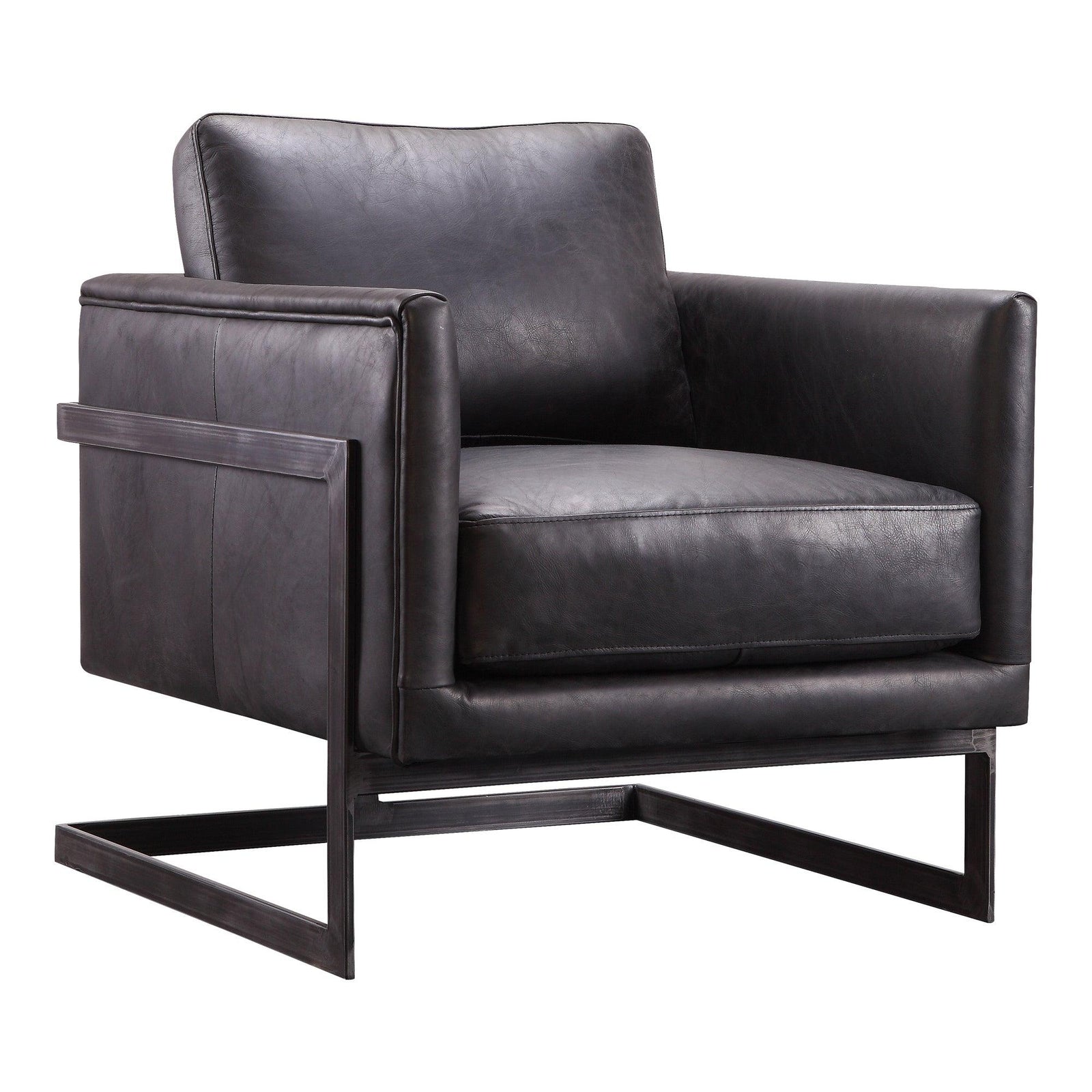 Moe's Home Collection - Luxley Club Chair Onyx Black Leather - PK-1082-02 | American Home Furniture