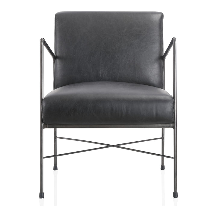 American Home Furniture | Moe's Home Collection - Dagwood Leather Arm Chair Onyx Black Leather