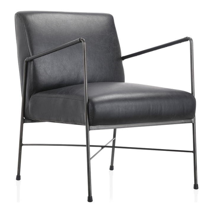 American Home Furniture | Moe's Home Collection - Dagwood Leather Arm Chair Onyx Black Leather