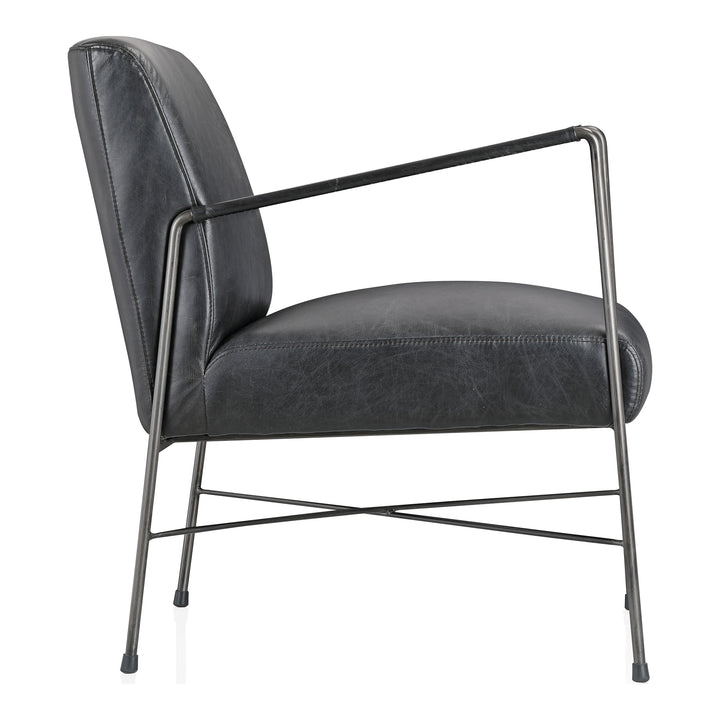American Home Furniture | Moe's Home Collection - Dagwood Leather Arm Chair Onyx Black Leather