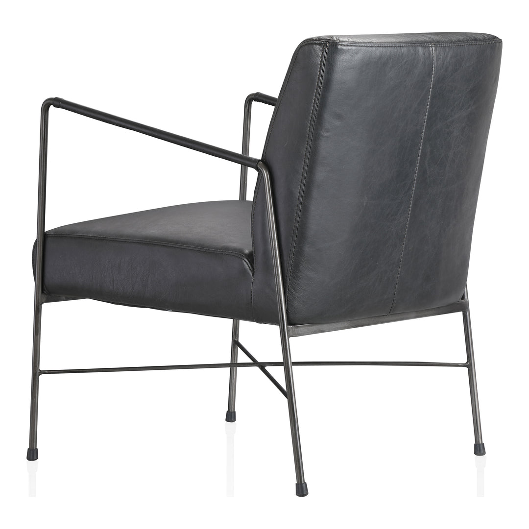 American Home Furniture | Moe's Home Collection - Dagwood Leather Arm Chair Onyx Black Leather