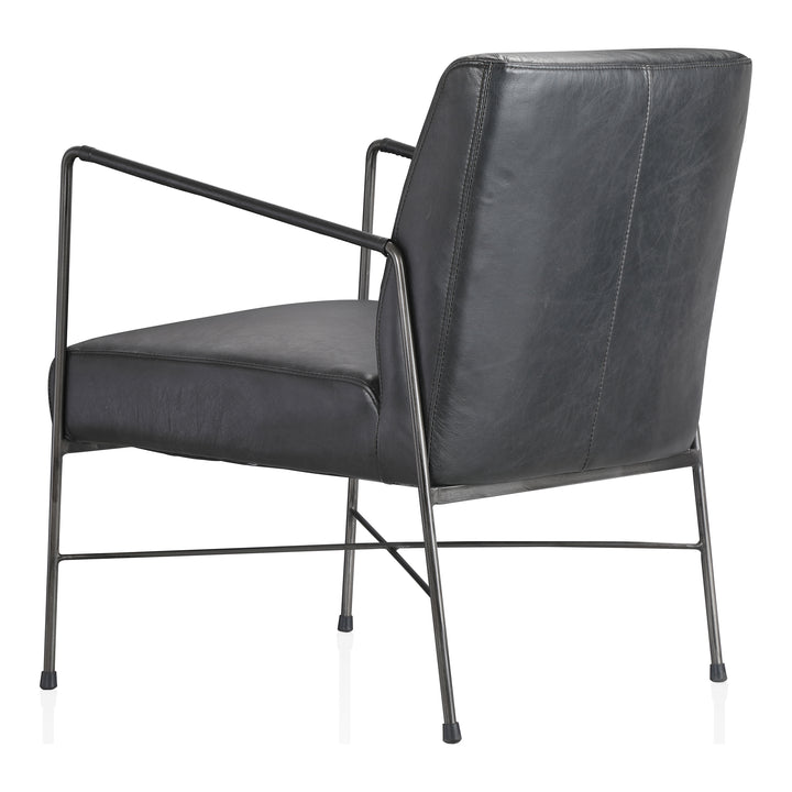 American Home Furniture | Moe's Home Collection - Dagwood Leather Arm Chair Onyx Black Leather