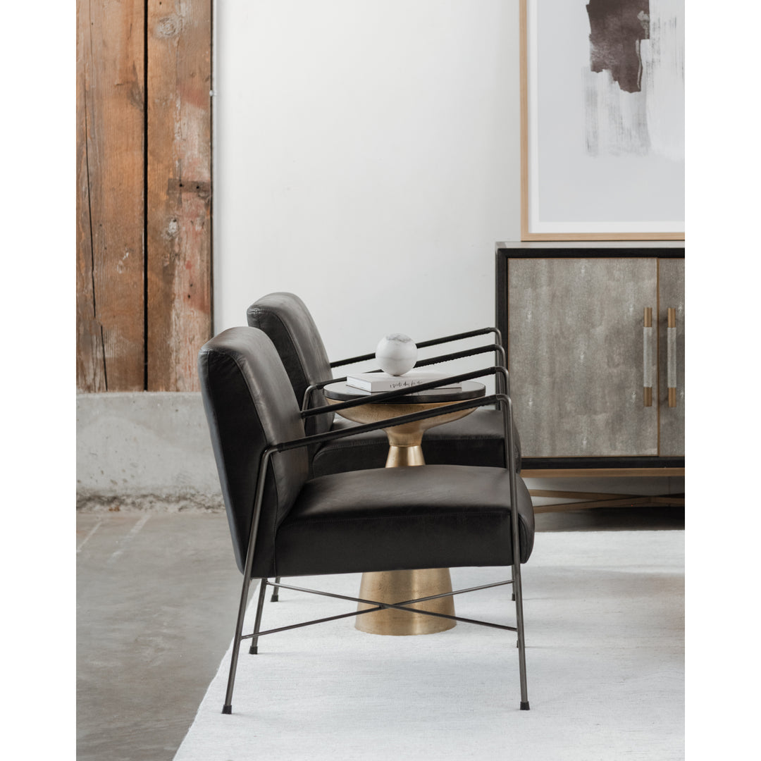 American Home Furniture | Moe's Home Collection - Dagwood Leather Arm Chair Onyx Black Leather