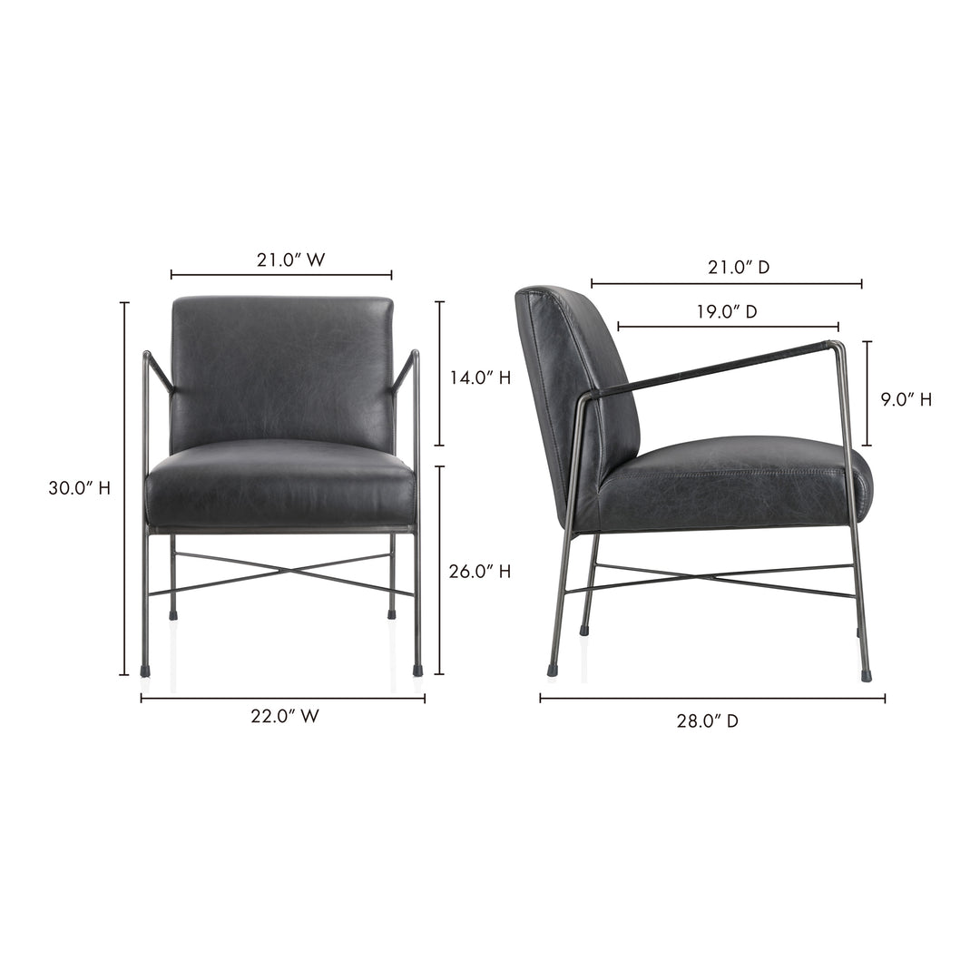 American Home Furniture | Moe's Home Collection - Dagwood Leather Arm Chair Onyx Black Leather