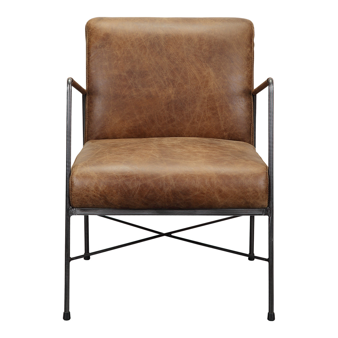 American Home Furniture | Moe's Home Collection - Dagwood Leather Arm Chair Open Road Brown Leather