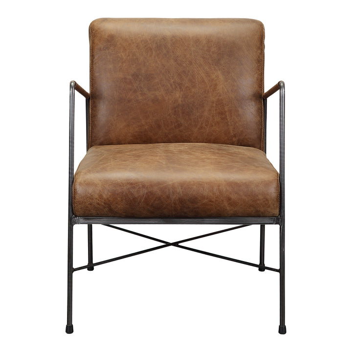 American Home Furniture | Moe's Home Collection - Dagwood Leather Arm Chair Open Road Brown Leather