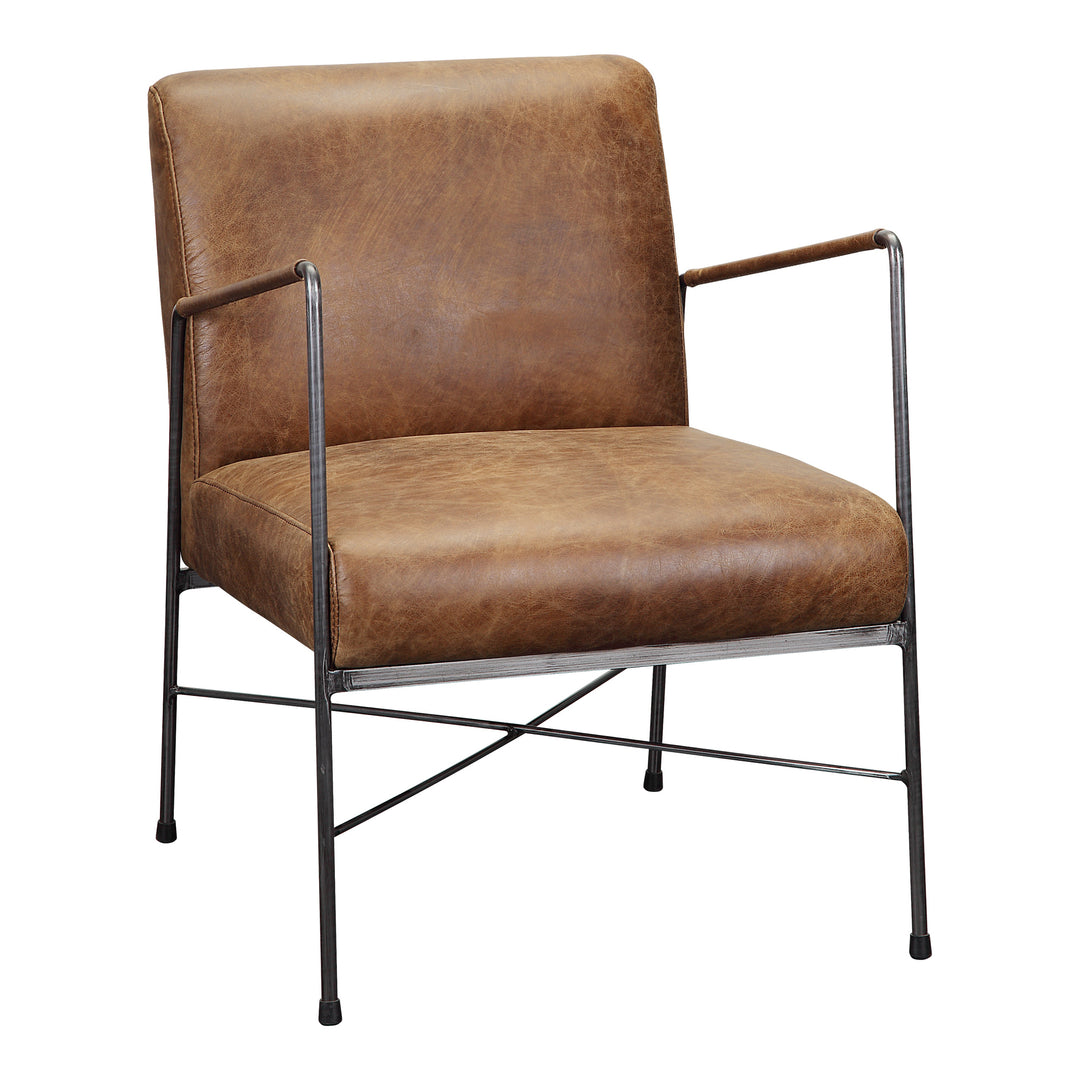 American Home Furniture | Moe's Home Collection - Dagwood Leather Arm Chair Open Road Brown Leather