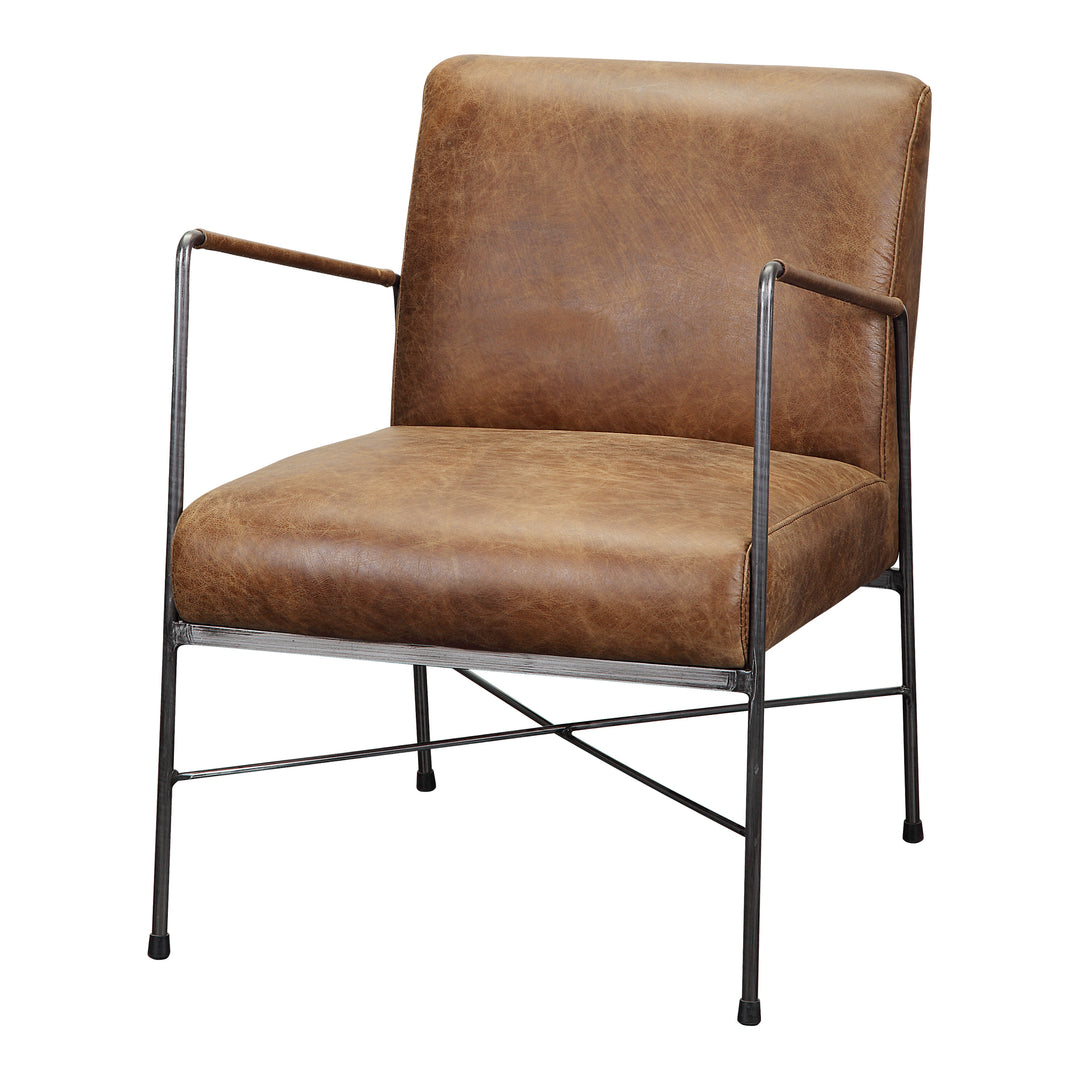 American Home Furniture | Moe's Home Collection - Dagwood Leather Arm Chair Open Road Brown Leather