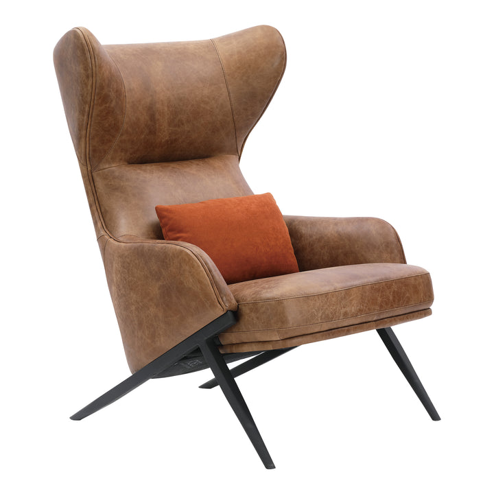 American Home Furniture | Moe's Home Collection - Amos Leather Accent Chair Open Road Brown Leather