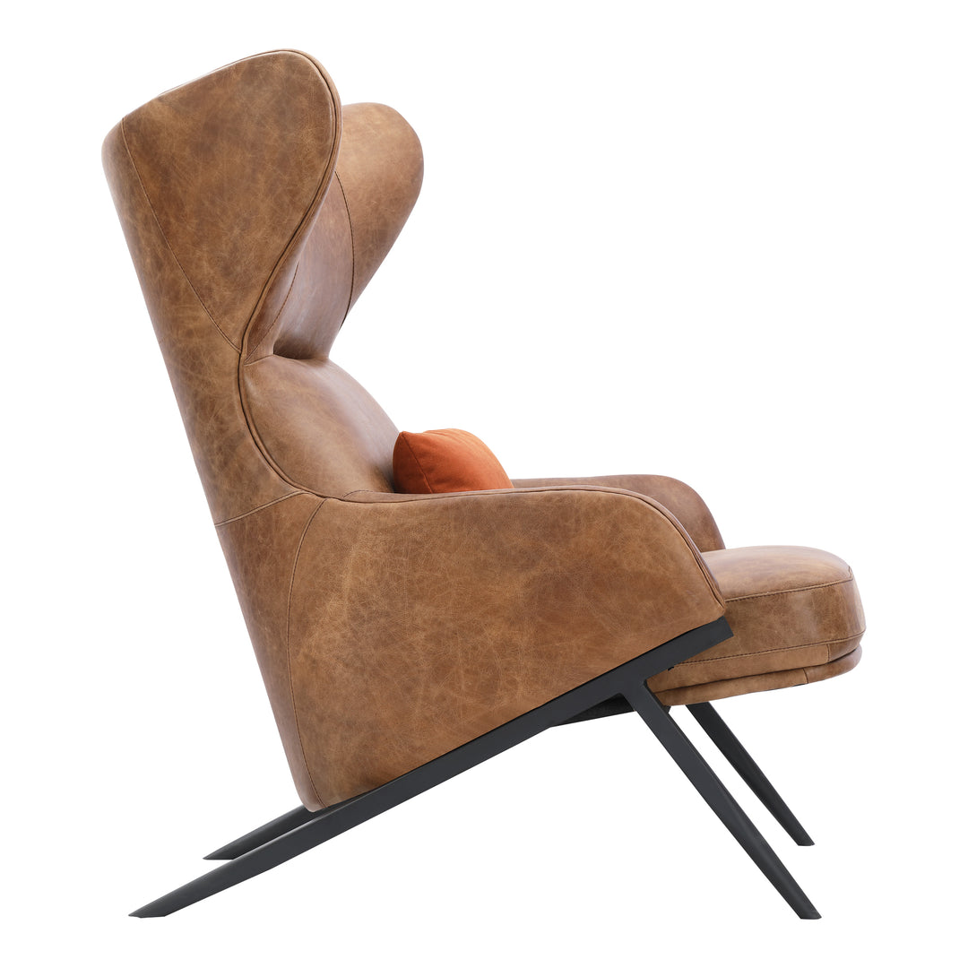 American Home Furniture | Moe's Home Collection - Amos Leather Accent Chair Open Road Brown Leather