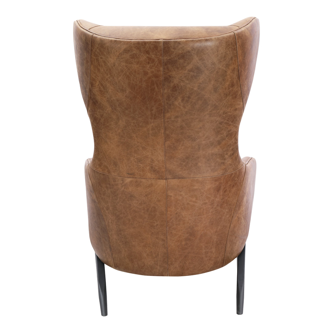 American Home Furniture | Moe's Home Collection - Amos Leather Accent Chair Open Road Brown Leather