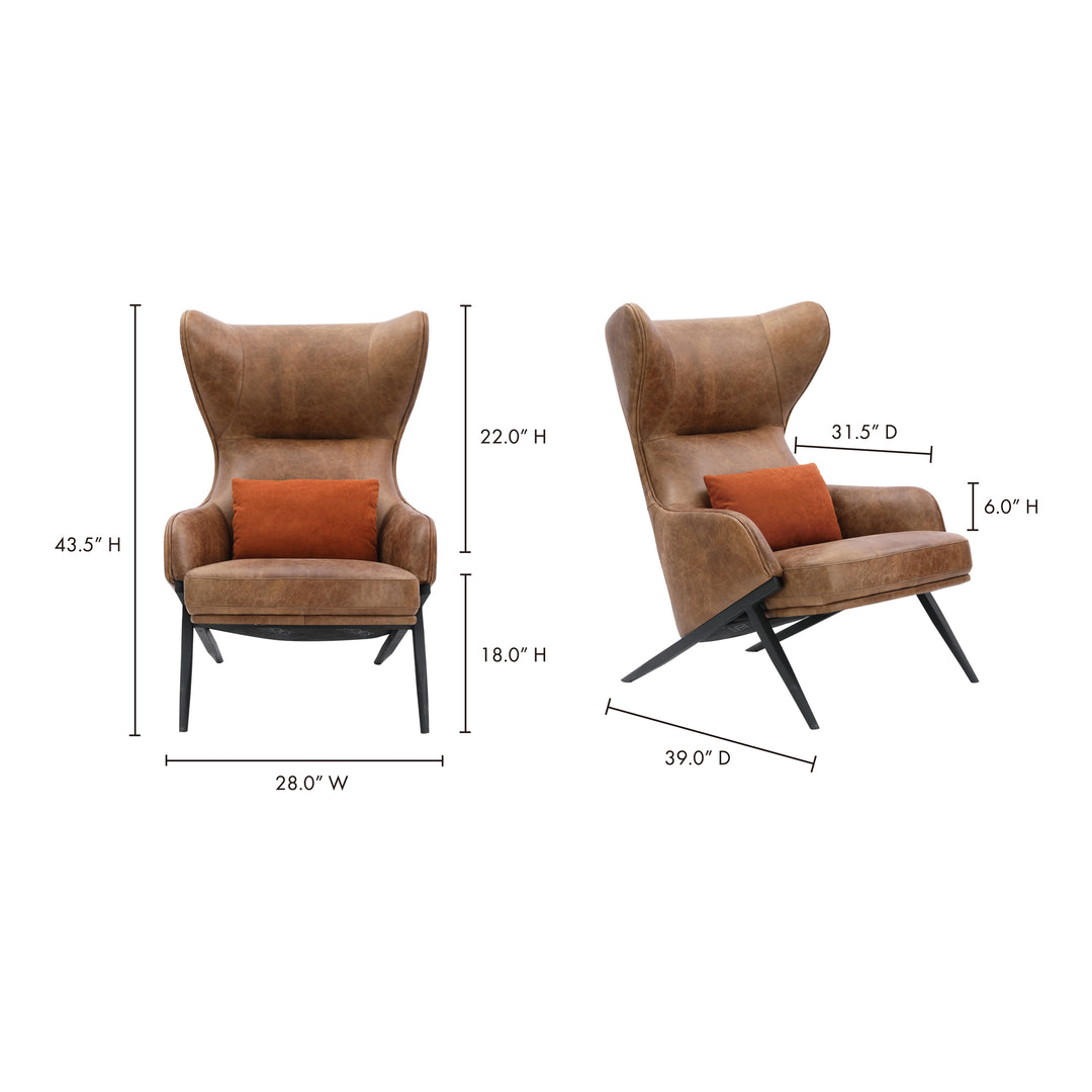 American Home Furniture | Moe's Home Collection - Amos Leather Accent Chair Open Road Brown Leather