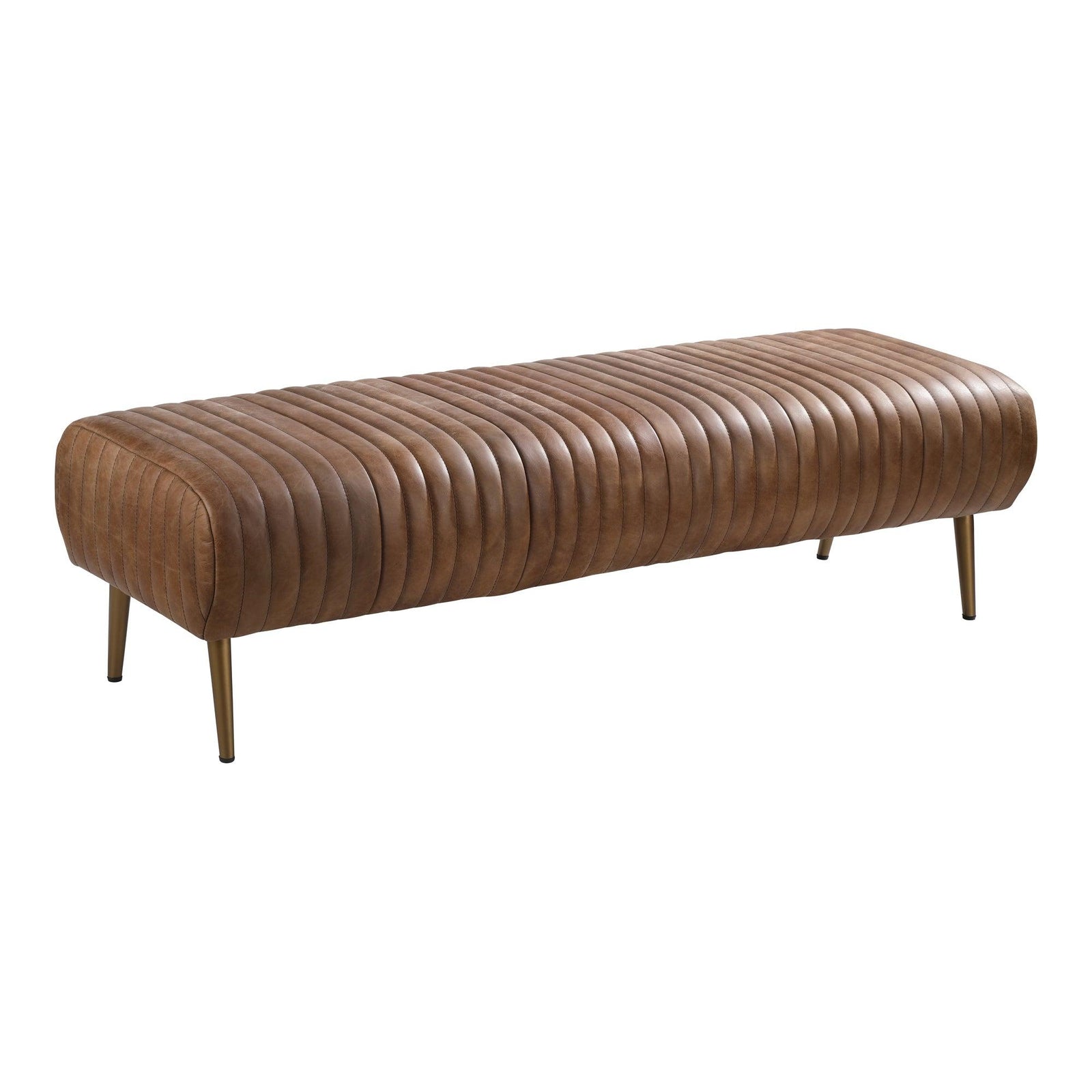 Moe's Home Collection Endora Bench Open Road Brown Leather BENCHES
