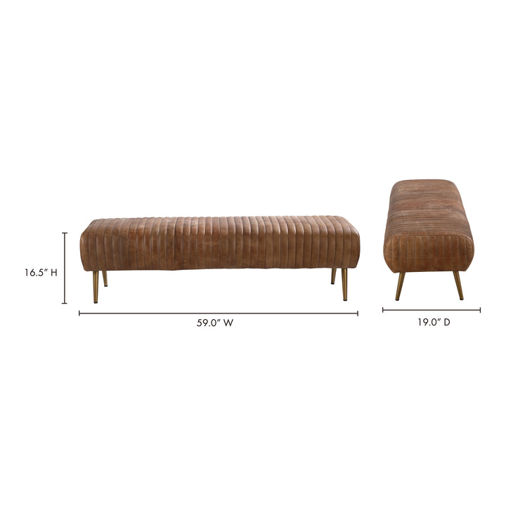 American Home Furniture | Moe's Home Collection - Endora Bench Open Road Brown Leather