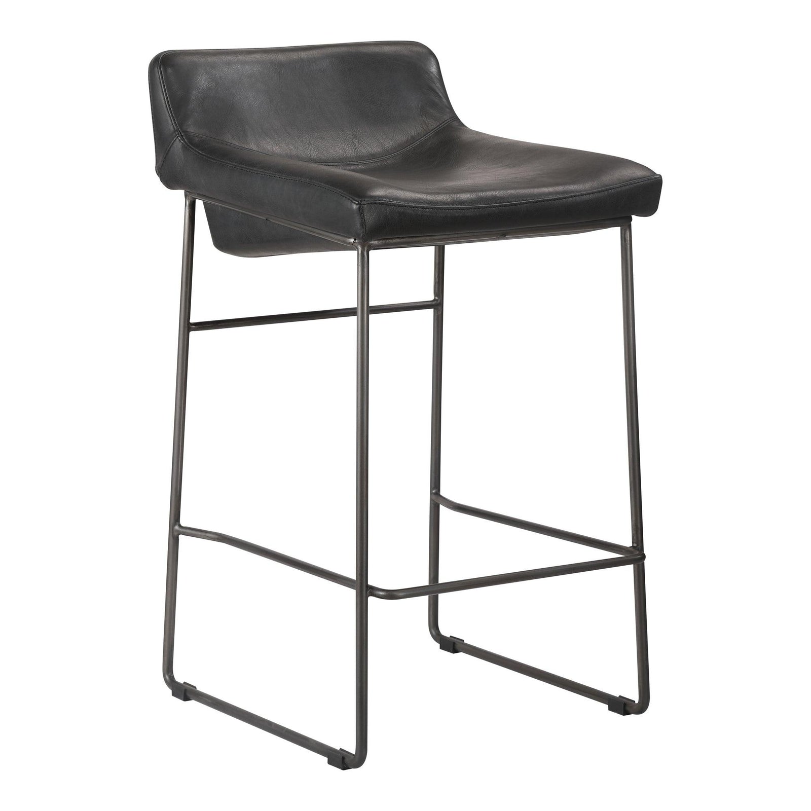 Moe's Home Collection - Starlet Counter Stool Onyx Black Leather  - Set Of Two - PK-1106-02 | American Home Furniture
