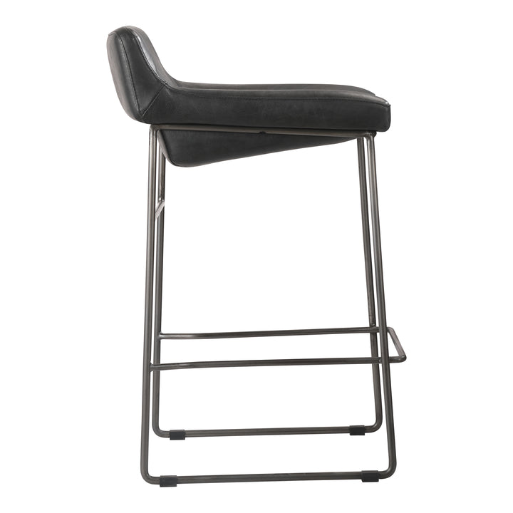 American Home Furniture | Moe's Home Collection - Starlet Counter Stool Onyx Black Leather -Set Of Two