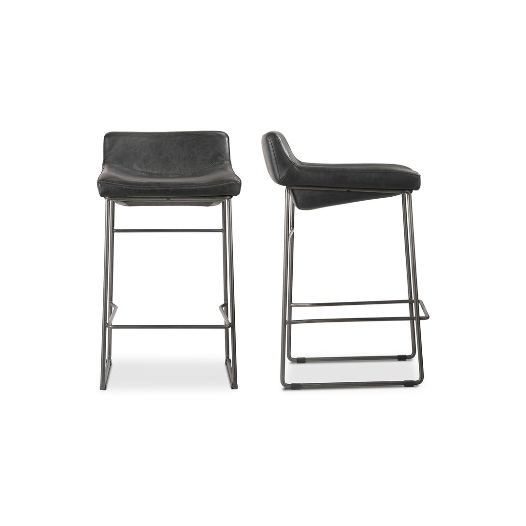 American Home Furniture | Moe's Home Collection - Starlet Counter Stool Onyx Black Leather -Set Of Two