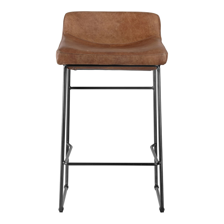 American Home Furniture | Moe's Home Collection - Starlet Counter Stool Open Road Brown Leather-Set Of Two