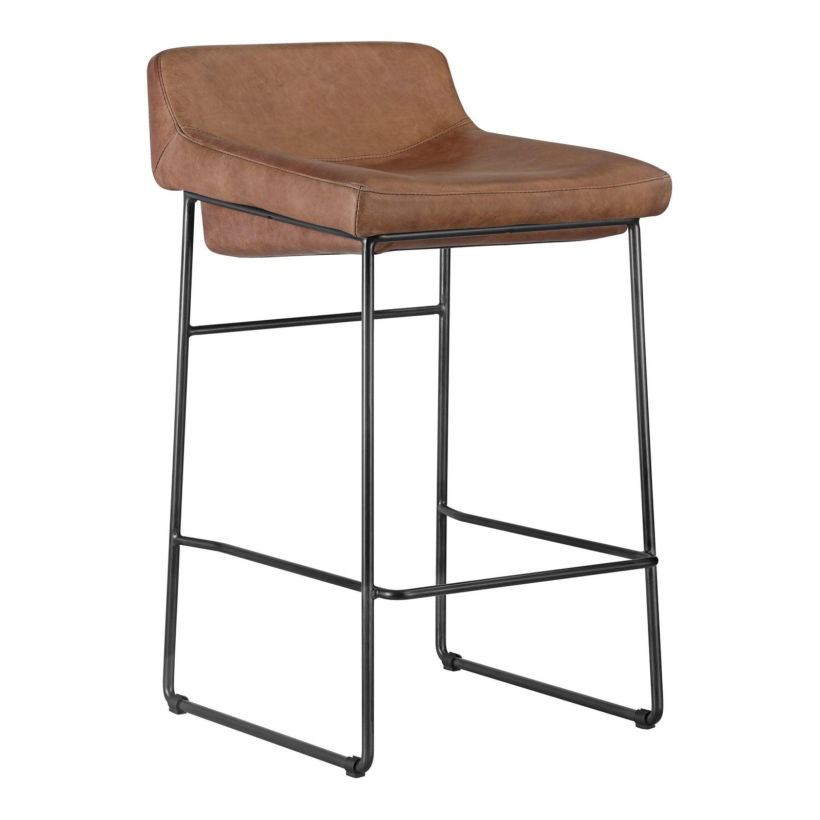 Moe's Home Collection - Starlet Counter Stool Open Road Brown Leather - Set Of Two - PK-1106-14 | American Home Furniture