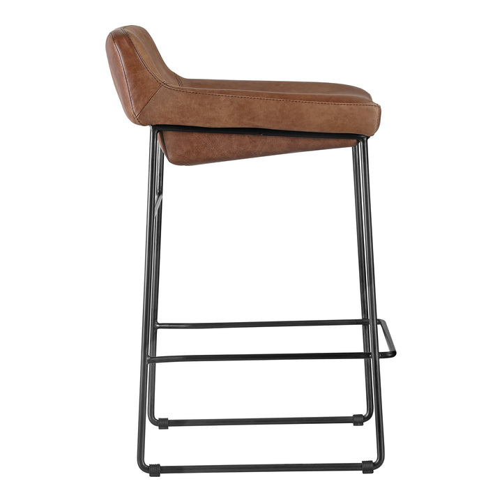 American Home Furniture | Moe's Home Collection - Starlet Counter Stool Open Road Brown Leather-Set Of Two