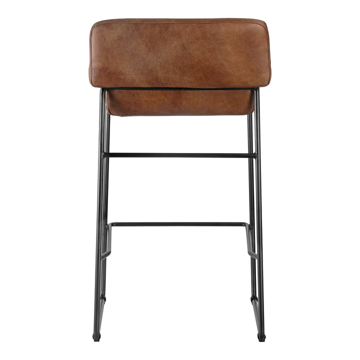 American Home Furniture | Moe's Home Collection - Starlet Counter Stool Open Road Brown Leather-Set Of Two