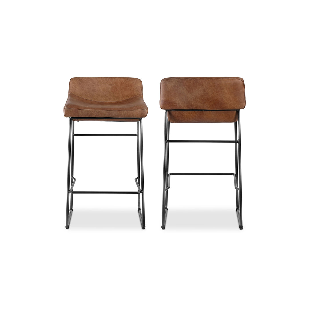 American Home Furniture | Moe's Home Collection - Starlet Counter Stool Open Road Brown Leather-Set Of Two