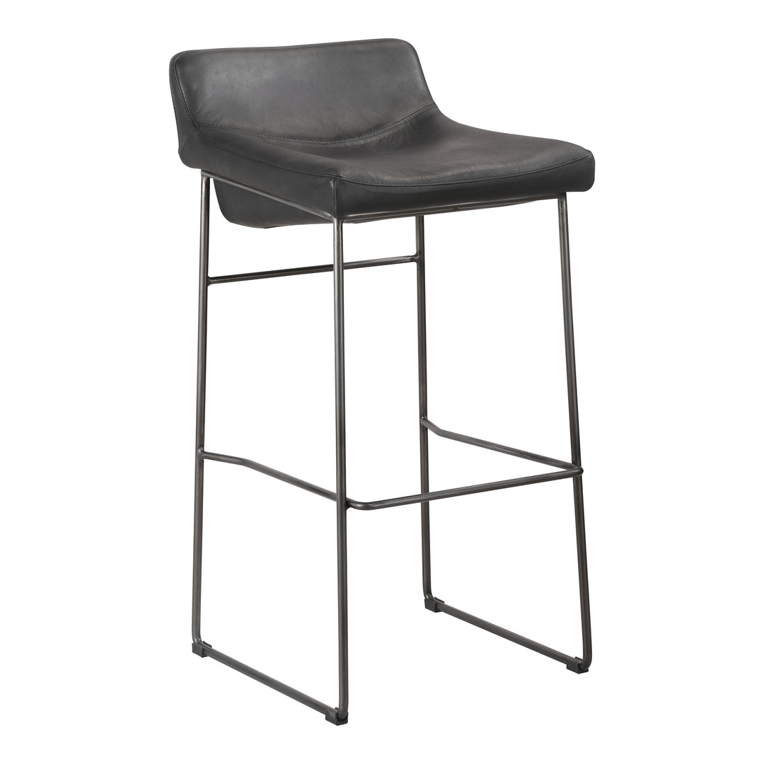 American Home Furniture | Moe's Home Collection - Starlet Barstool Onyx Black Leather -Set Of Two