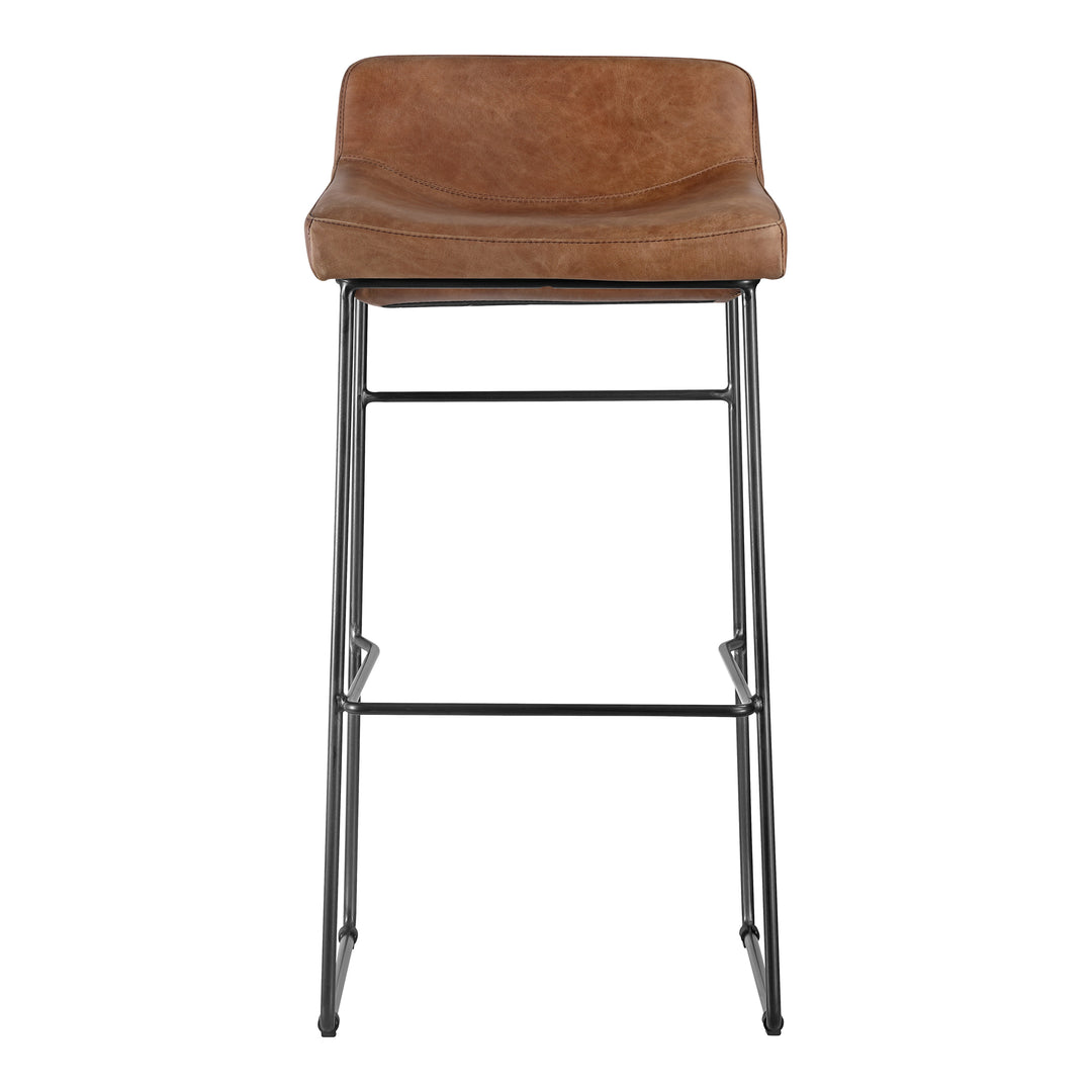 American Home Furniture | Moe's Home Collection - Starlet Barstool Open Road Brown Leather-Set Of Two